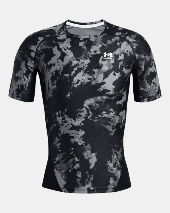 Men's HeatGear® Iso-Chill Printed Short Sleeve in Black image number 2